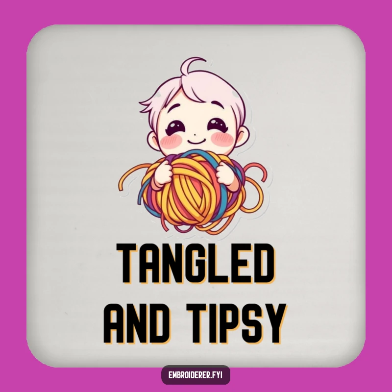 Funny Yarn Lover Coasters - Tangled Happiness Character, Knitting Table Protection