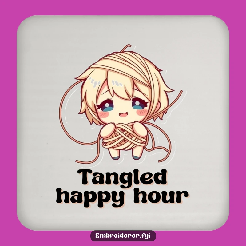 Funny Yarn Tangle Coaster: Flustered Knitter Protector for Tables