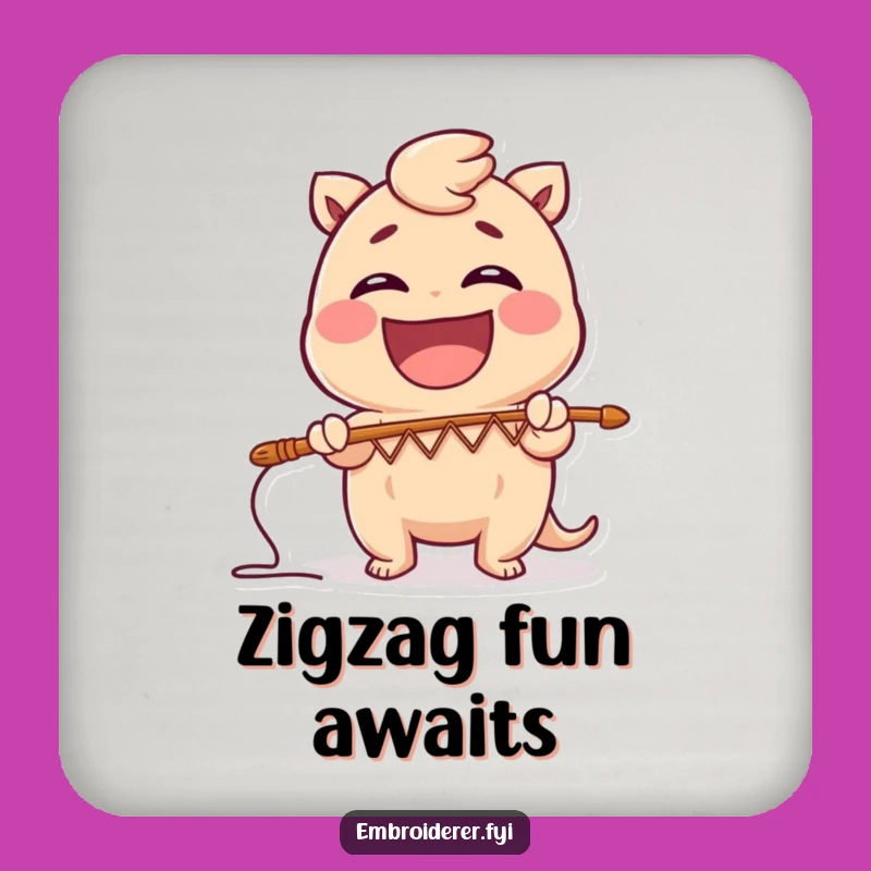 Funny Zig-Zag Stitch Drink Coaster - Comical Surface Protector Gift