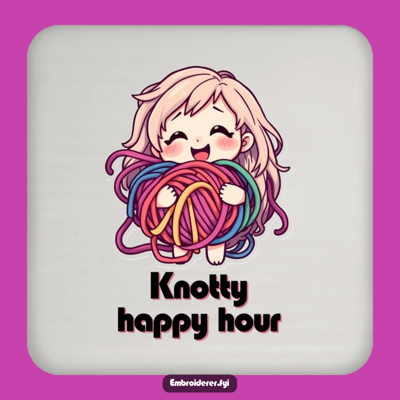 Funny Yarn Tangled Coaster: Happy Crafter Decor