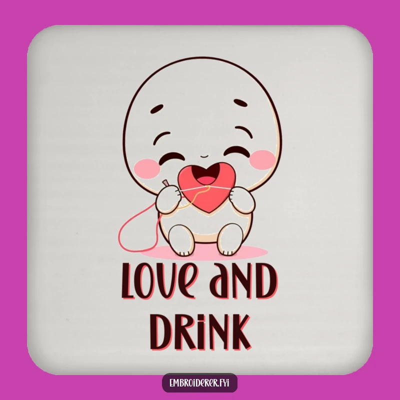 Funny Stitching Heart Drink Coaster: Smiling Crafter Table Protector Gift