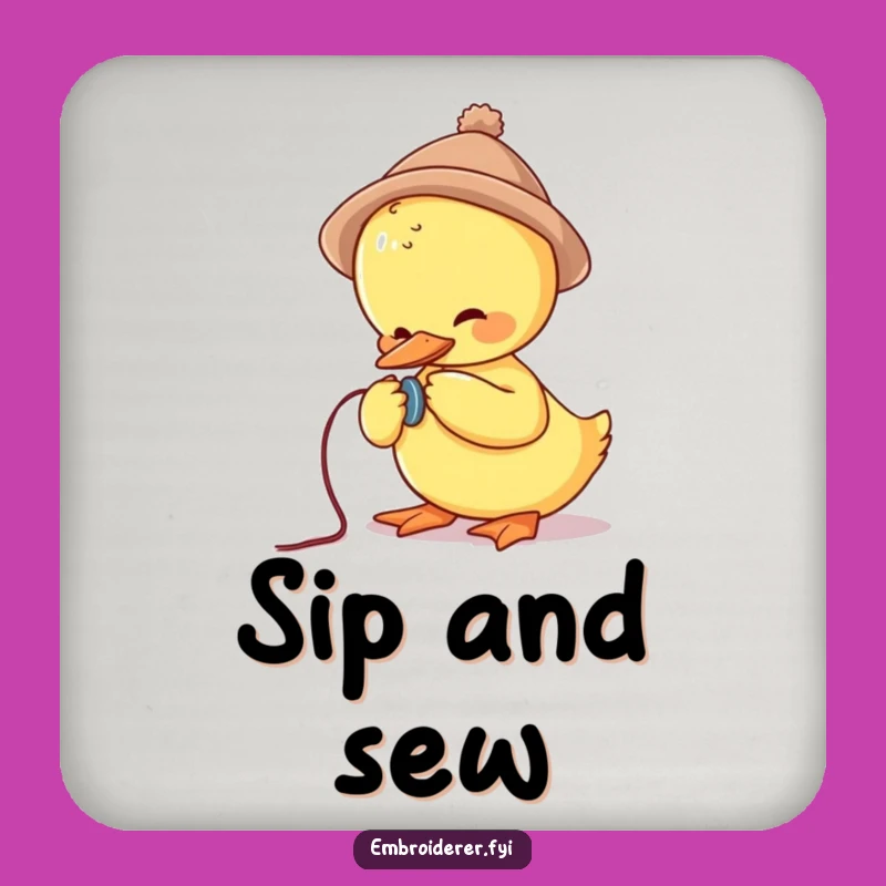 Funny Duck Sewing Button Drink Coaster: Protect Surfaces With Whimsical Charm