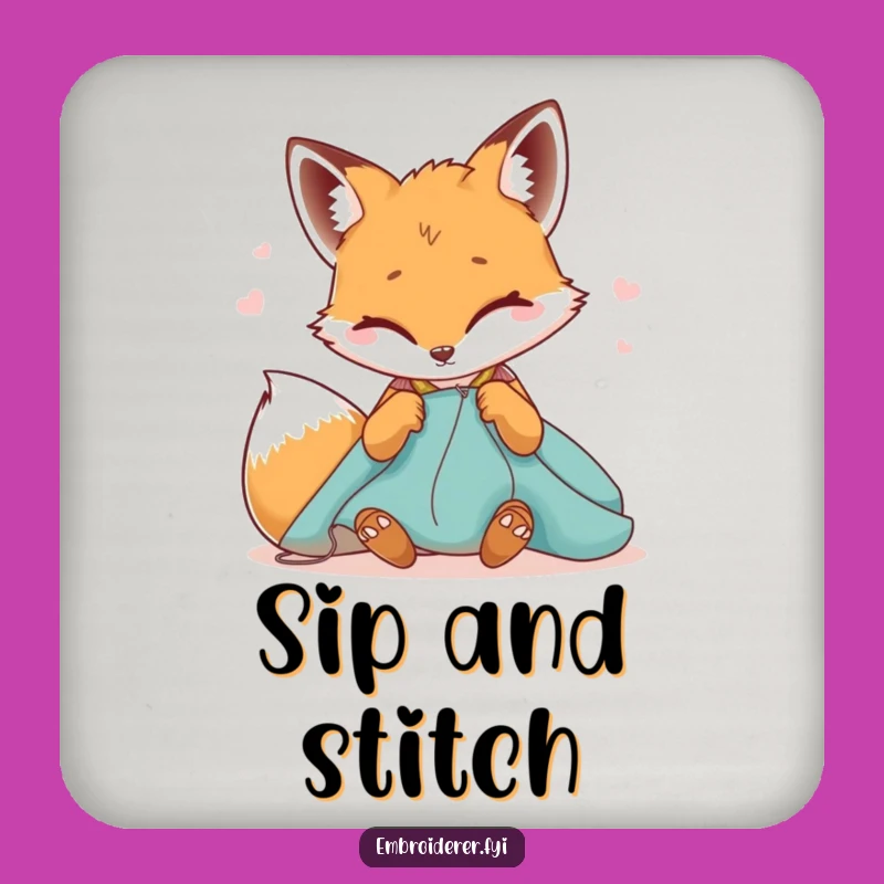 Funny Winking Fox Stitching Coaster: Protect Surfaces with Sly Humor - Unique Gift!