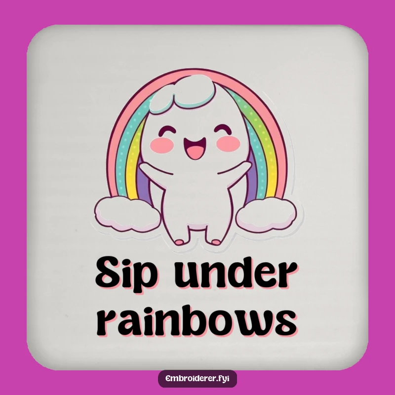 Funny Rainbow Stitch Drink Coaster - Joyful Surface Protector Gift