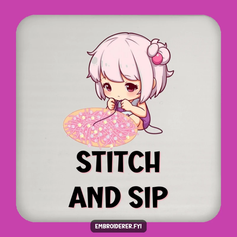 Funny Crafter Drink Coaster: Beading Artist Holder, Humorous Hobbyist Gift