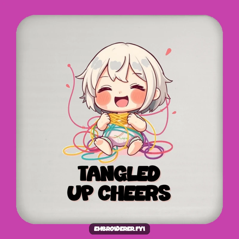 Funny Giggling Thread Coaster Set: Tangled Crafter Drink Decor, Hilarious Stitcher's Gift