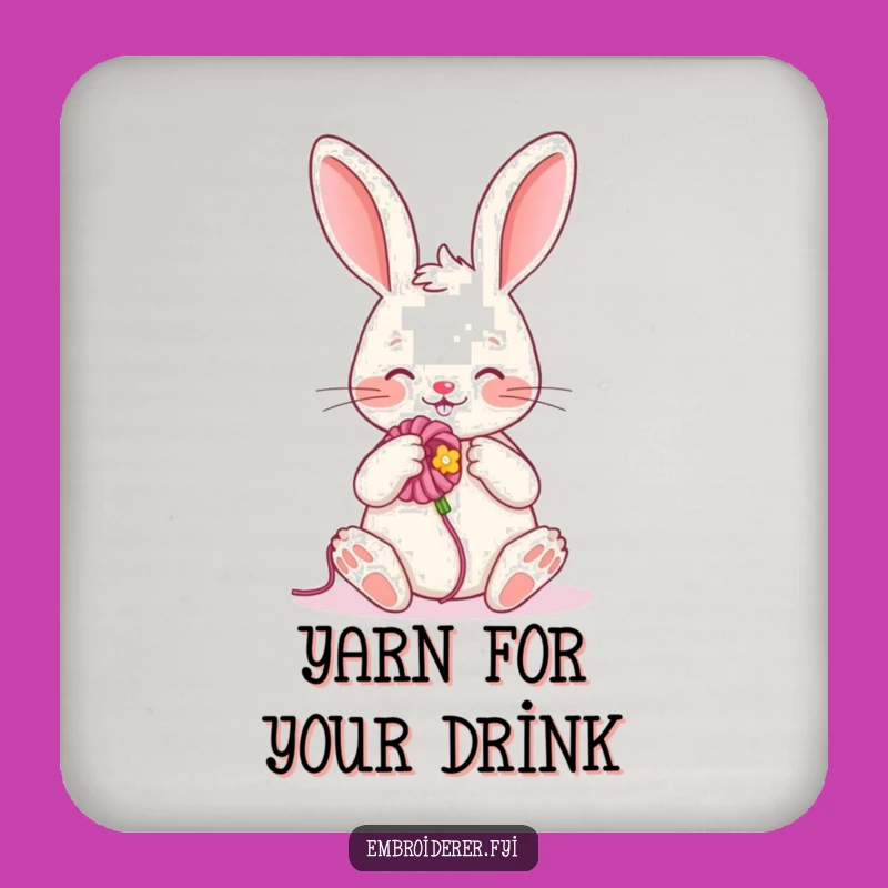 Funny Rabbit Embroidery Coaster: Protect Surfaces with Cheerful Humor - Unique Gift!