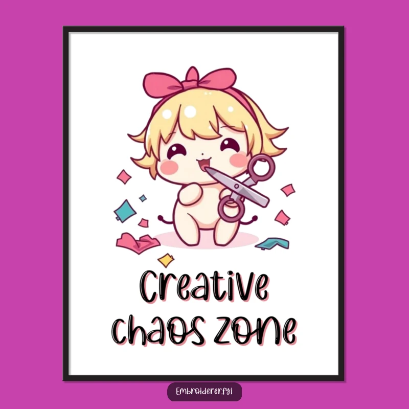 Funny Sewing Poster: Artful Snipping Character Decor, Perfect Funny Gift for Crafters