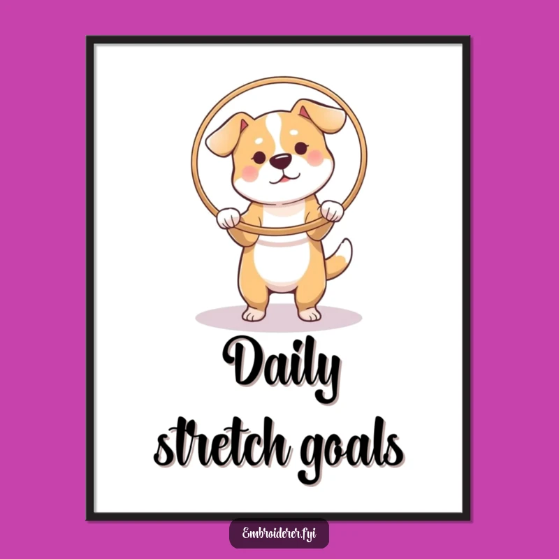 Funny Dog Hoop Poster: Hilarious Art Celebrating Focus & Craftsmanship