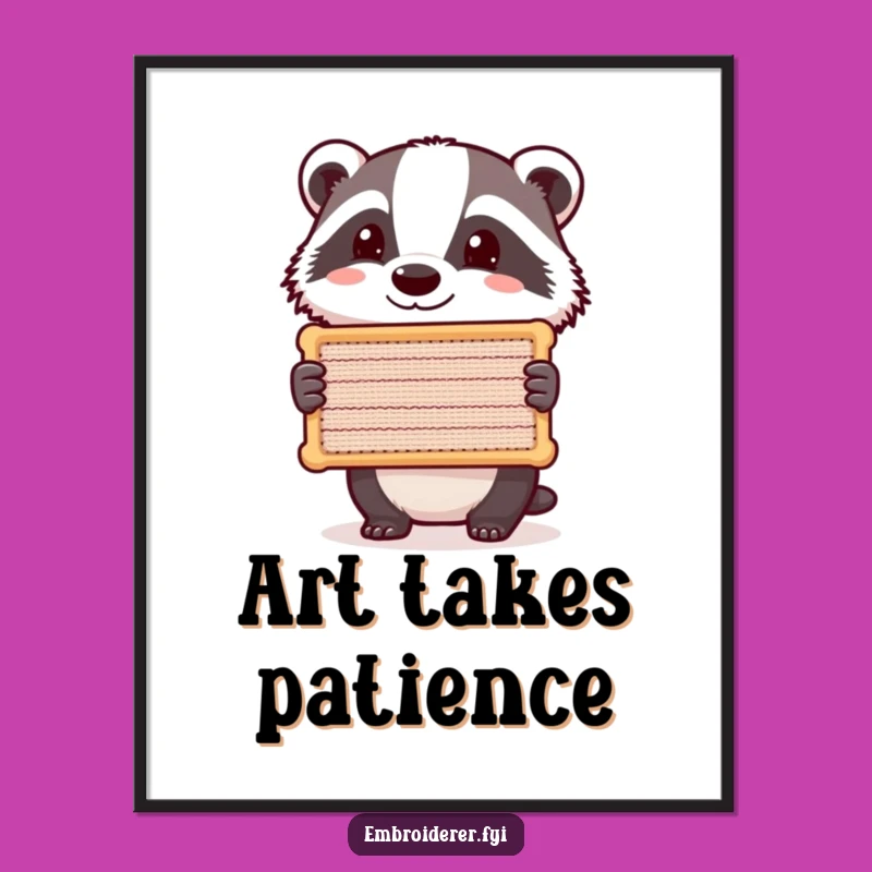 Funny Badger Stitch Poster: Hilarious Art Celebrating Craftsmanship & Pride