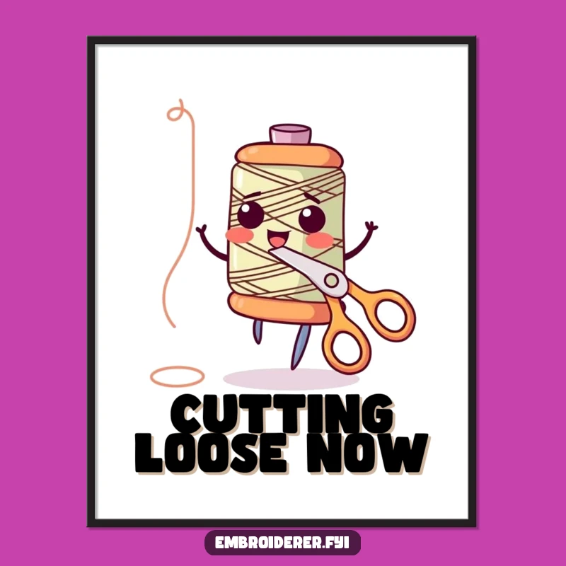 Funny Dancing Spool Poster: Lively Wall Art - Hilarious Sewing Gift