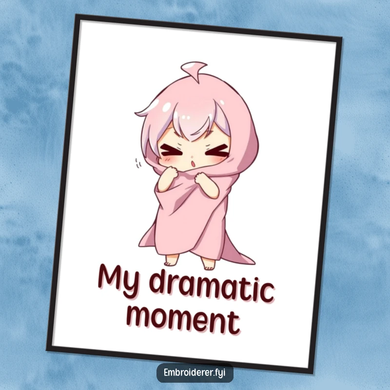 Funny poster of a character draped in fabric, striking a silly, dramatic pose, adding a theatrical and humorous touch to wall decor.