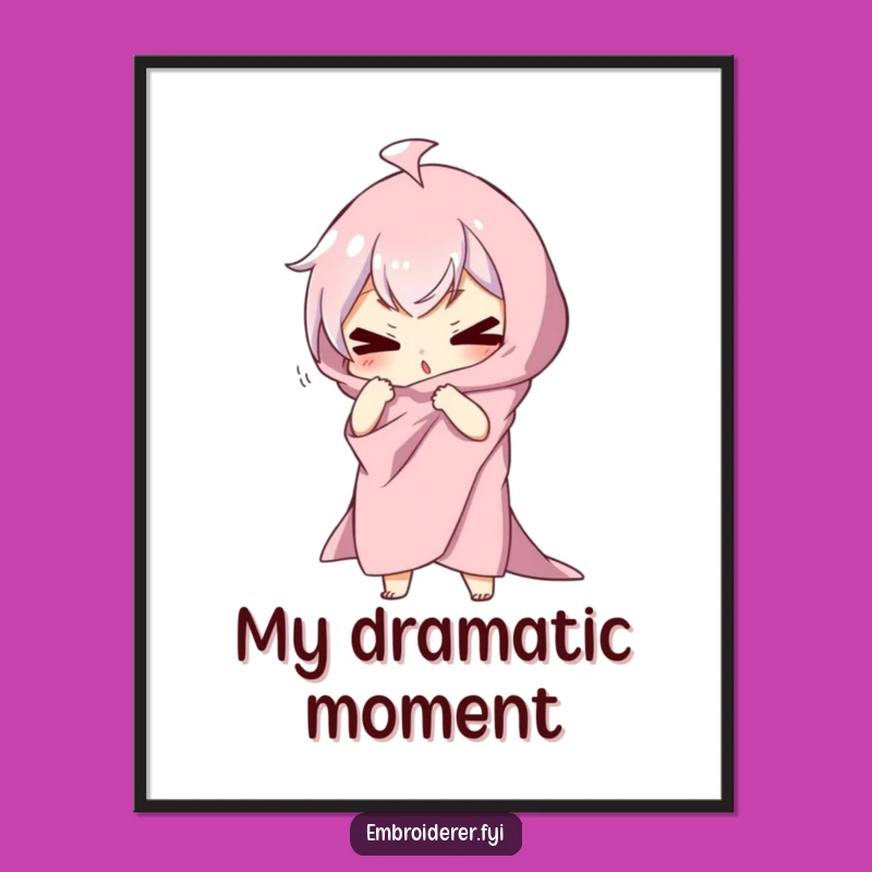 Funny Dramatic Pose Poster: Silly Fabric Character Art for Walls