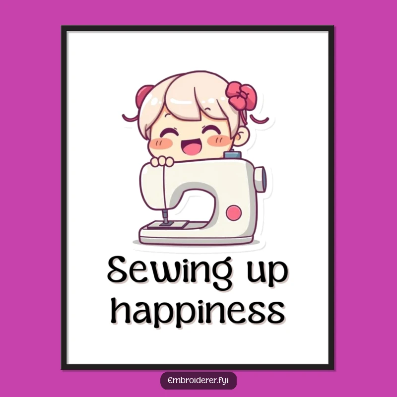 Funny Poster: Joyful Sewing Machine Art, Perfect Funny Gift for Decor