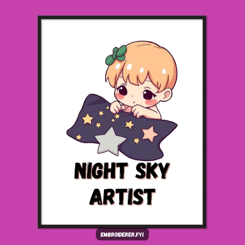 Funny Star Stitcher Poster: Determined Character's Cosmic Wall Art