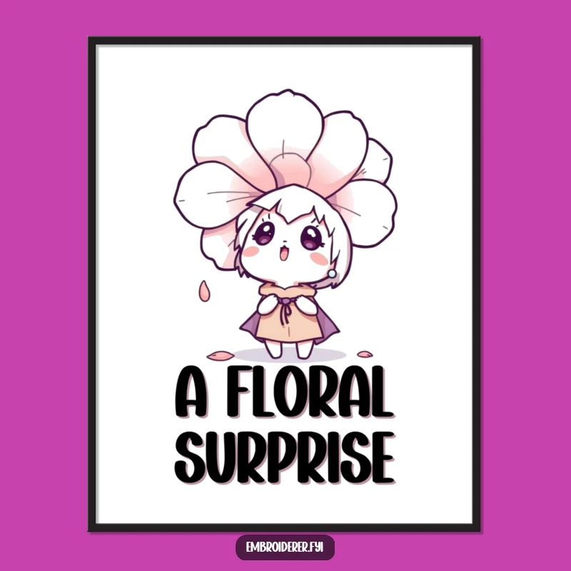 Funny Surprised Petal Poster - Whimsical Nature Art Print