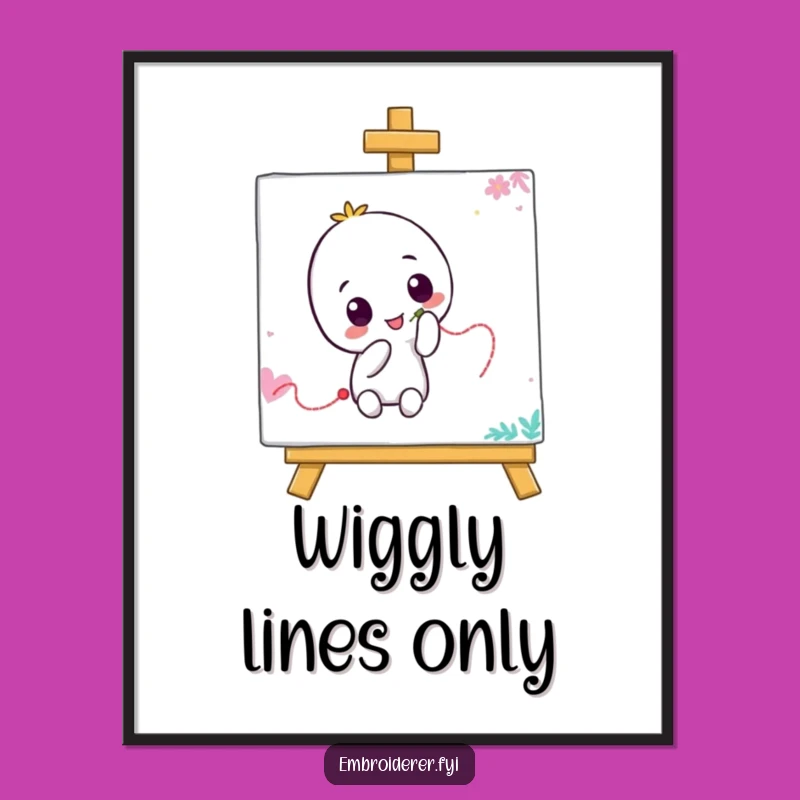 Funny Wobbly Line Art Poster - Vibrant Playful Character Decor Gift