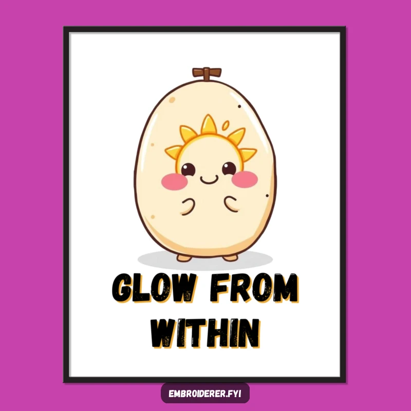 Funny Happy Potato Sun Embroidery Poster: Cheerful Wall Art for Crafty Spaces