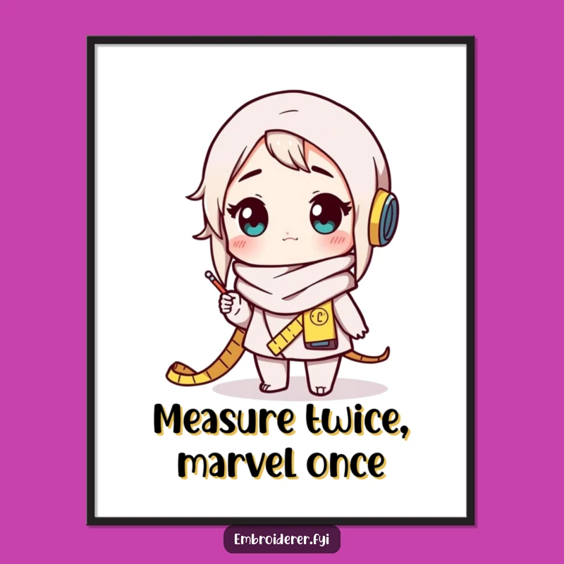 Funny Crafter Poster: Amazement Art with Measuring Tape Scarf, Unique Funny Gift