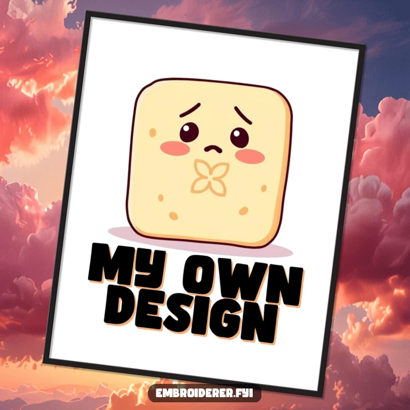 Funny poster showing a confused bar of soap accidentally carving an intricate tiny pattern into its own surface.