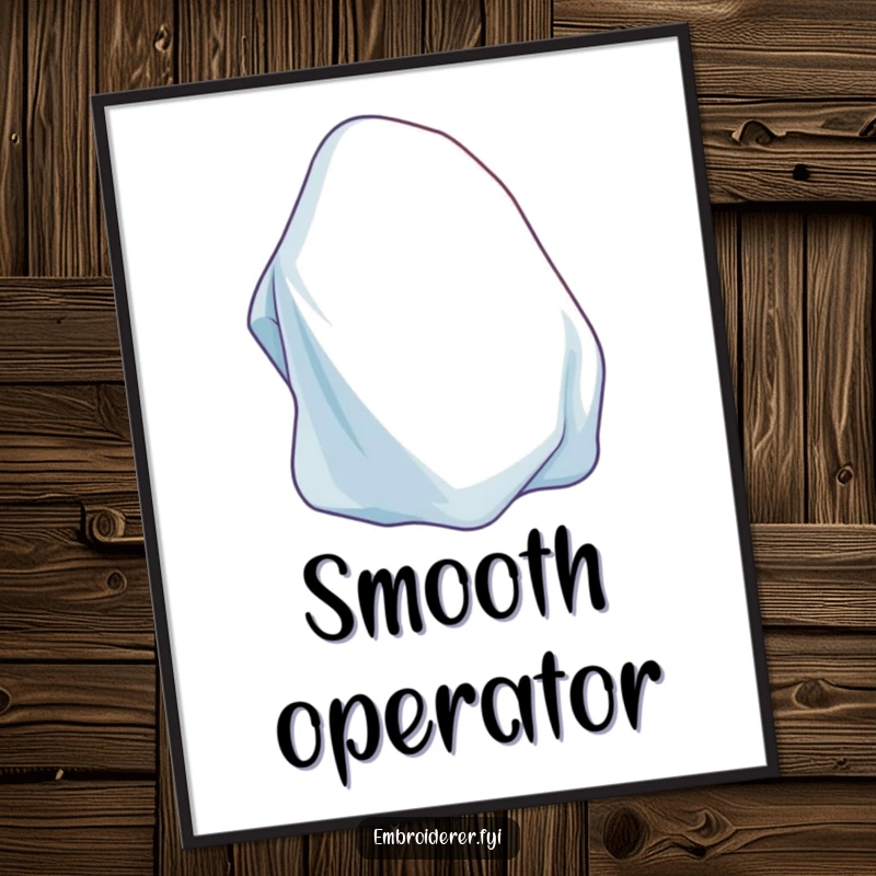 Funny Iron Poster depicting a content iron smoothing out a crumpled piece of fabric, embodying tidiness and calm.