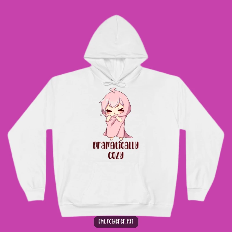 Funny Dramatic Pose Hoodie: Cozy Fabric Character Gear for Humor
