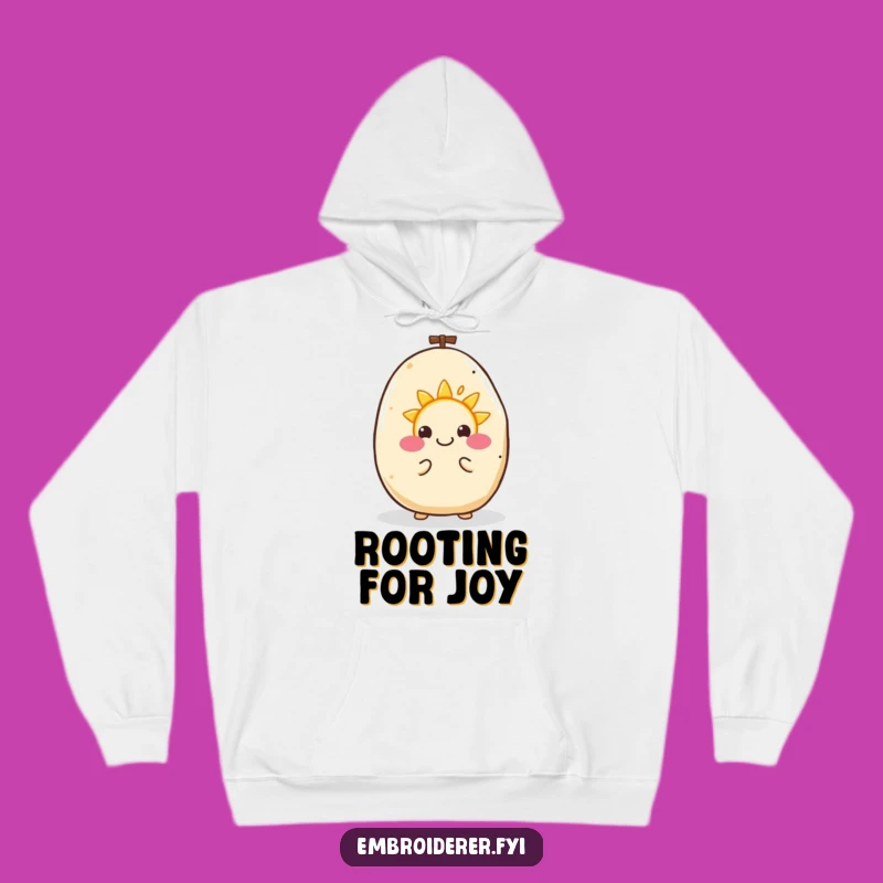 Funny Happy Potato Embroidery Hoodie: Cozy Up With This Cheerful Sun Design