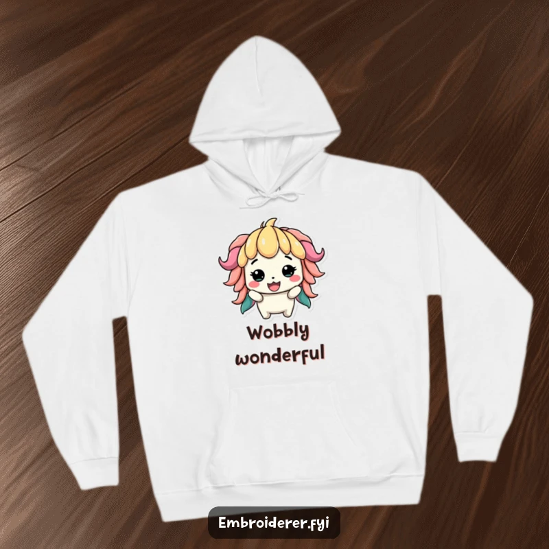 Funny hoodie featuring a proud character displaying a slightly lopsided but colorful creation, perfect for cozy crafting moments.