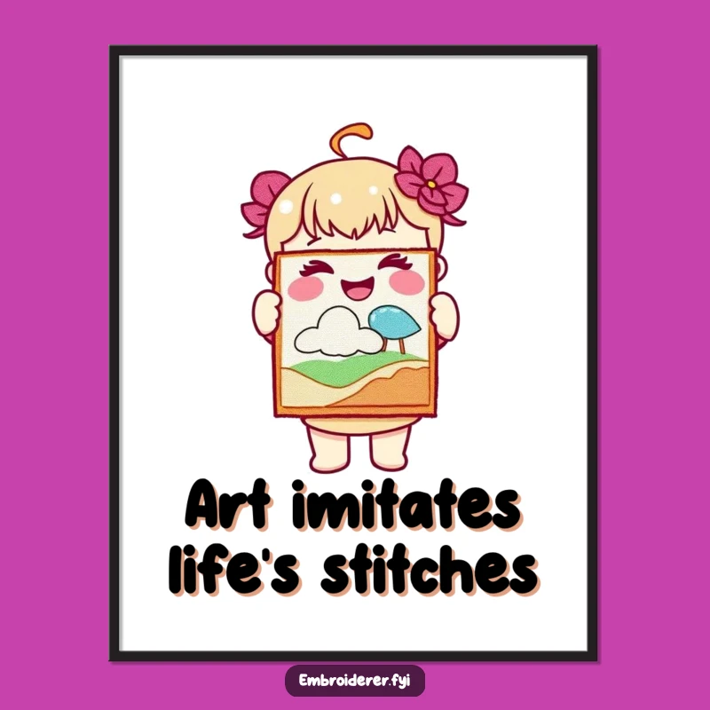 Funny Free Printable Wall Art: Joyful Artist, Embroidered Masterpiece, Downloadable Decor