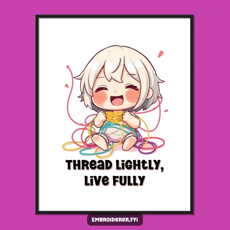 Funny Free Printable Wall Art: Character Tangled in Thread