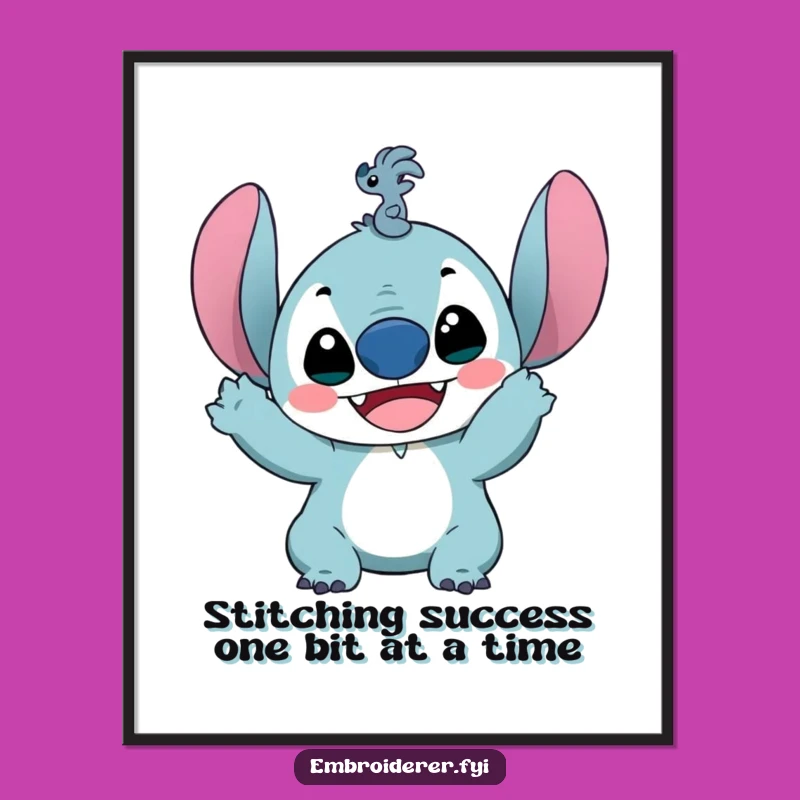 Funny Free Printable Wall Art: Tiny Stitch Character Delightful Downloadable Art