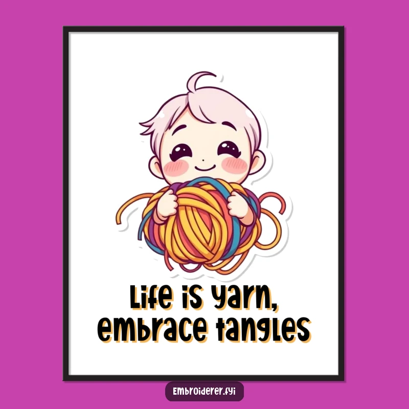 Free Printable Wall Art: Happy Yarn Chaos Decor Downloadable Gift