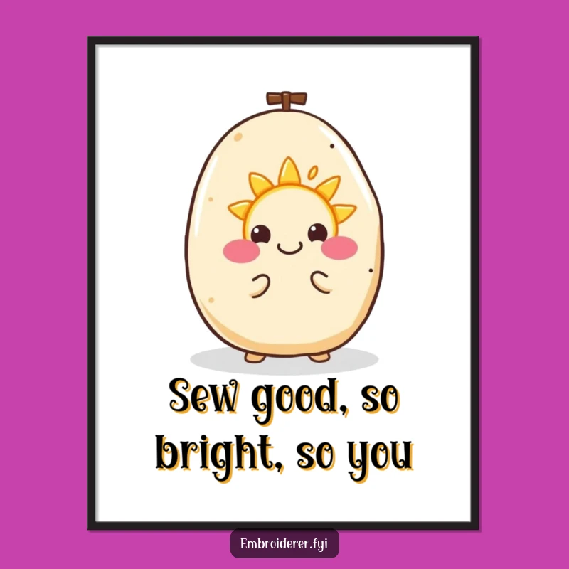 Funny Free Printable Wall Art: Potato Sun Embroidery Downloadable Decor