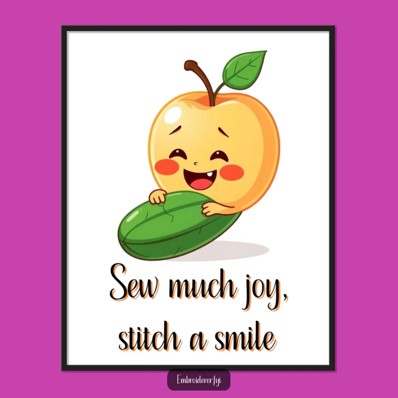 Funny Free Printable Wall Art: Apple Smiles Cucumber Decor Downloadable