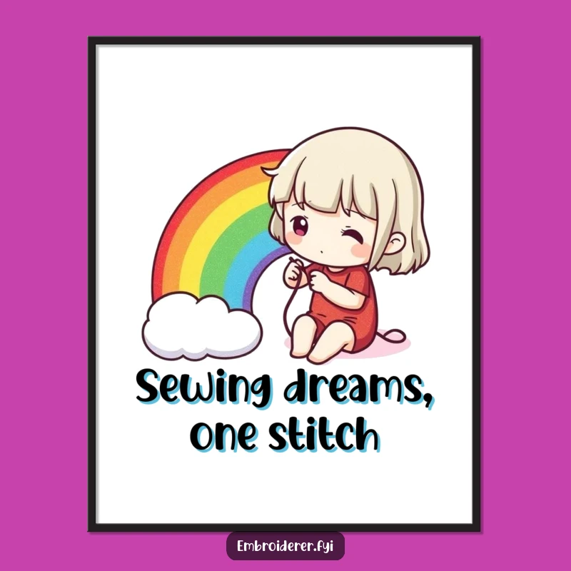 Funny Free Printable Wall Art: Character Stitching Rainbow