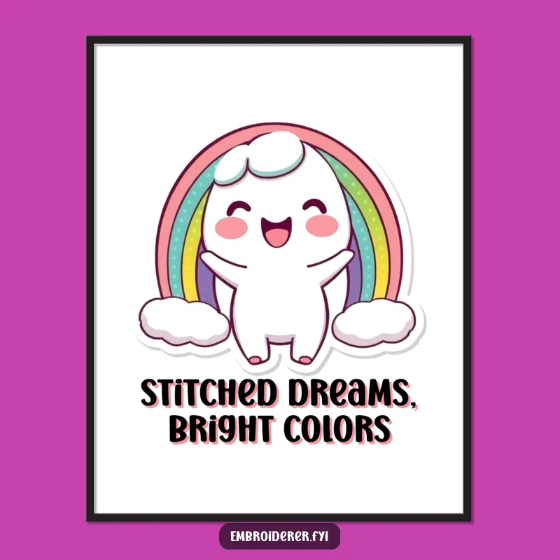 Funny Free Printable Wall Art: Rainbow Stitcher - Bright DIY Downloadable Decor