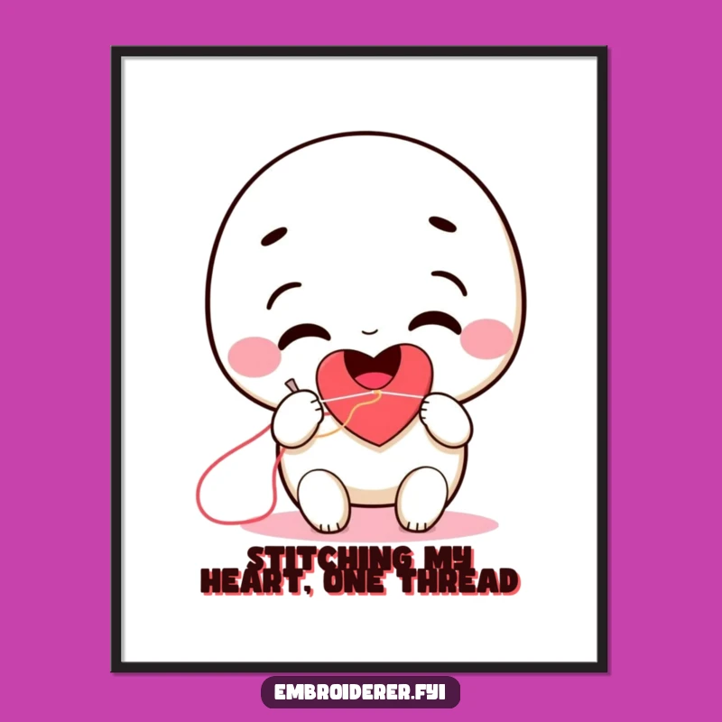 Funny Free Printable Stitching Heart Art: Downloadable Wall Decor with Love Theme