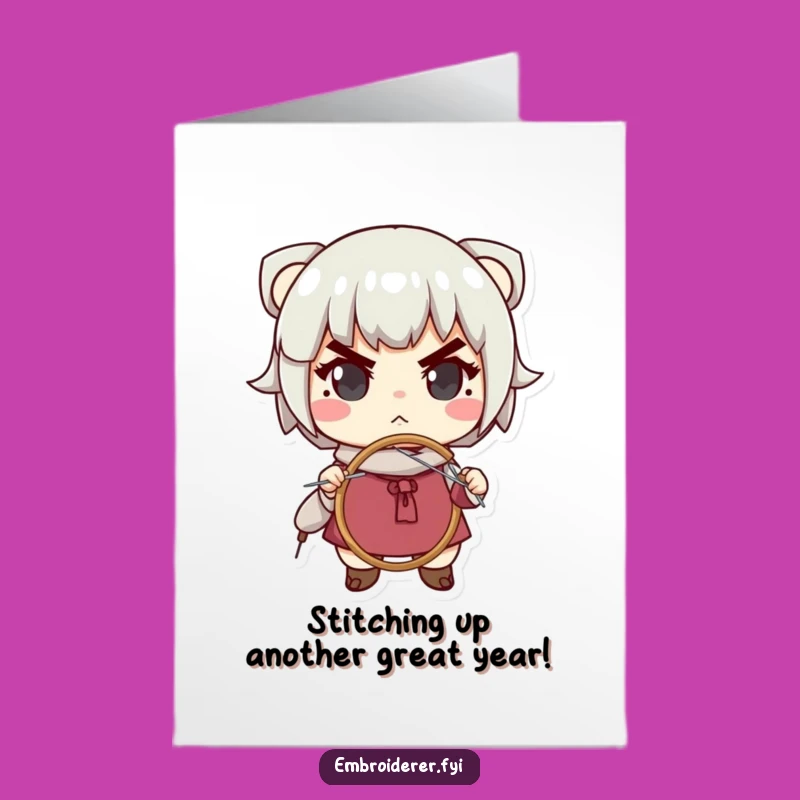 Free Printable Birthday Card: Determined Embroiderer's Funny DIY Gift for Crafters