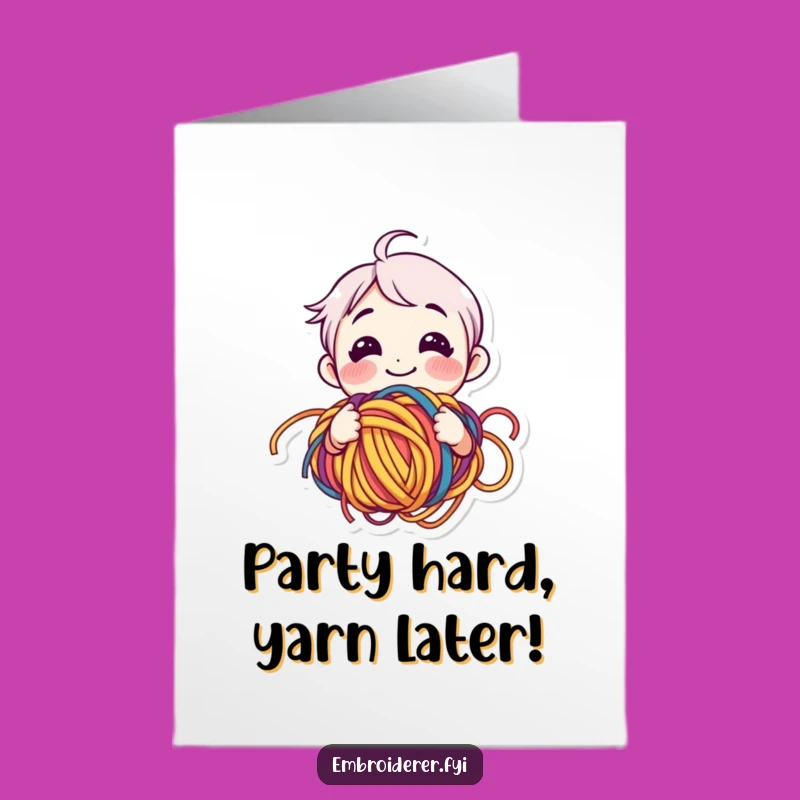 Free Printable Birthday Card: Happy Yarn Chaos Birthday Downloadable Gift