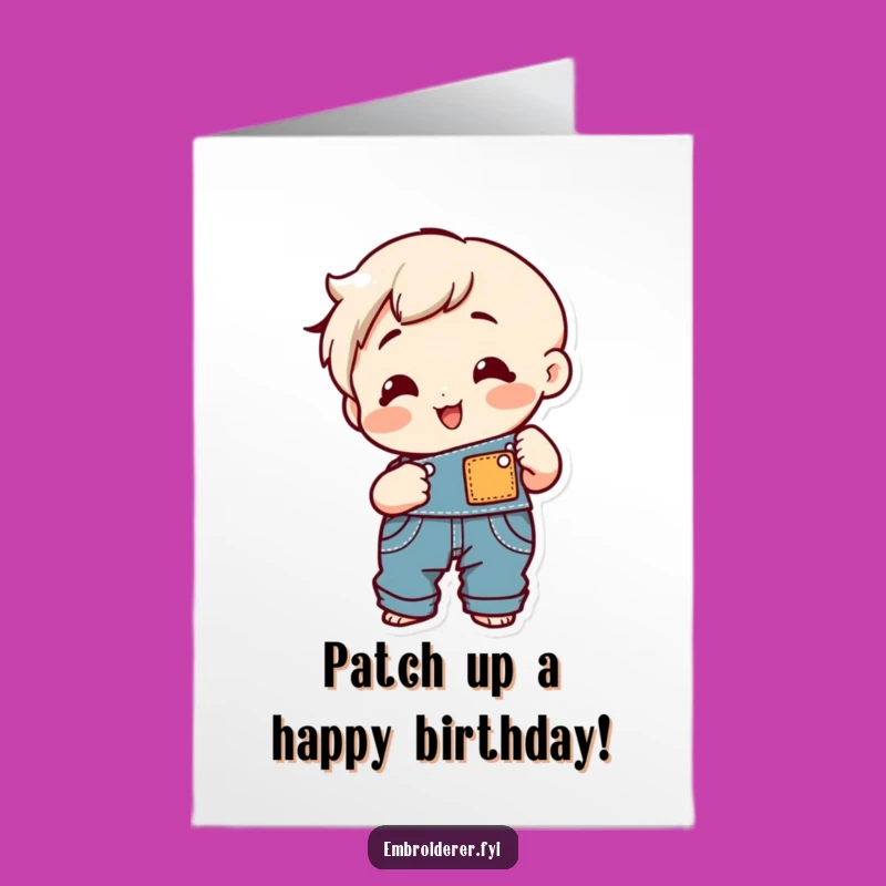 Free Printable Sewing Birthday Card: Funny Overalls Downloadable Gift for DIY Lovers