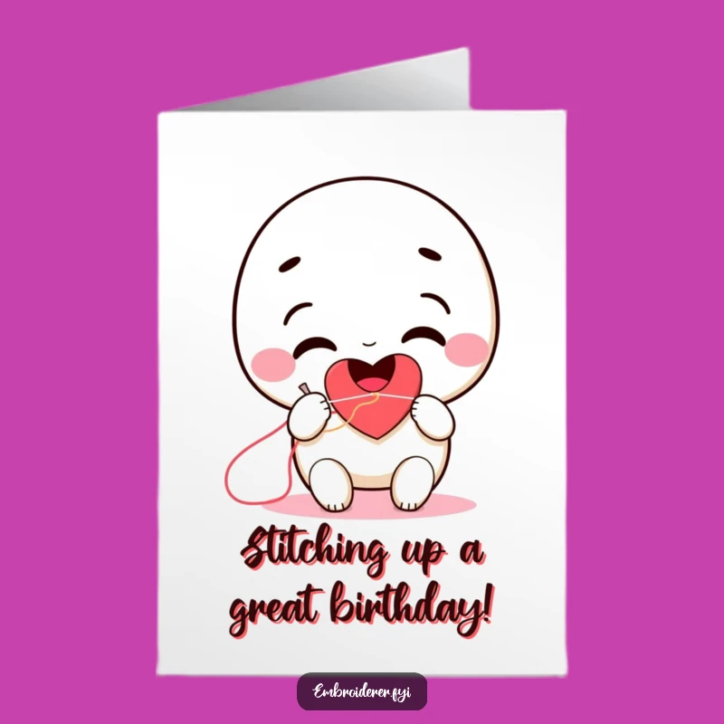 Free Printable Stitching Heart Card: Funny Downloadable Birthday Gift for Crafters