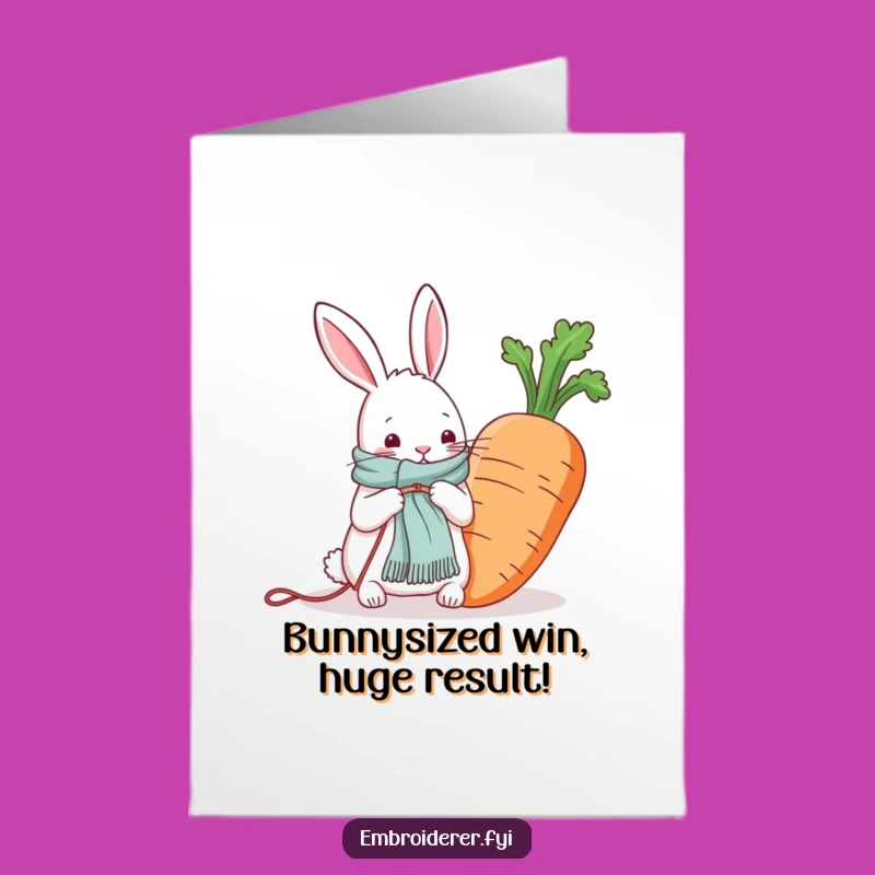 Free Printable Rabbit Congratulations Card: Knitting for Carrots, Funny Downloadable Gift