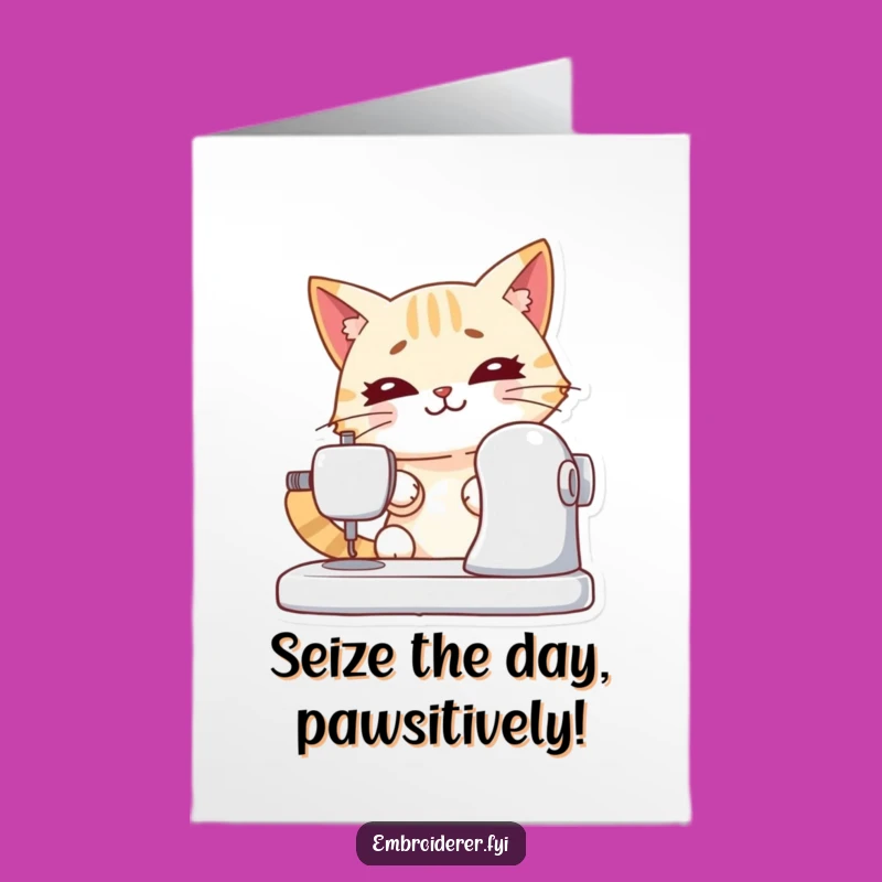 Free Printable Cat Sewing Congrats Card: Hilarious Downloadable Gift for Achieving Goals