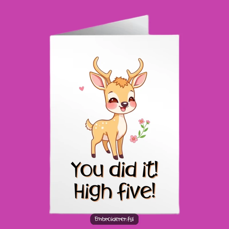 Free Printable Congrats Card: Deer Embroidery Masterpiece - Funny Downloadable Gift!