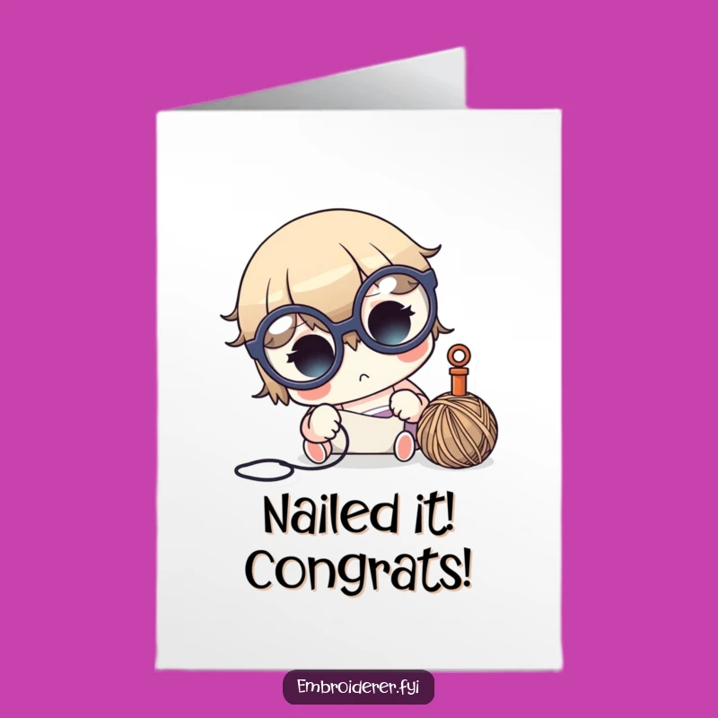 Free Printable Congrats Card: Focused Crafter Completing a Project Downloadable Gift