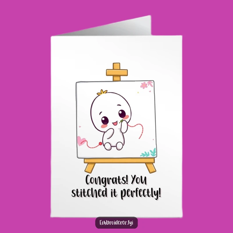 Free Printable Congrats Card: Witty Stitching Character - Easy DIY Downloadable Gift
