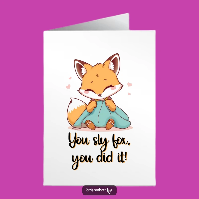 Free Printable Fox Stitching Congrats Card: Hilarious Downloadable Gift for Clever Achievements