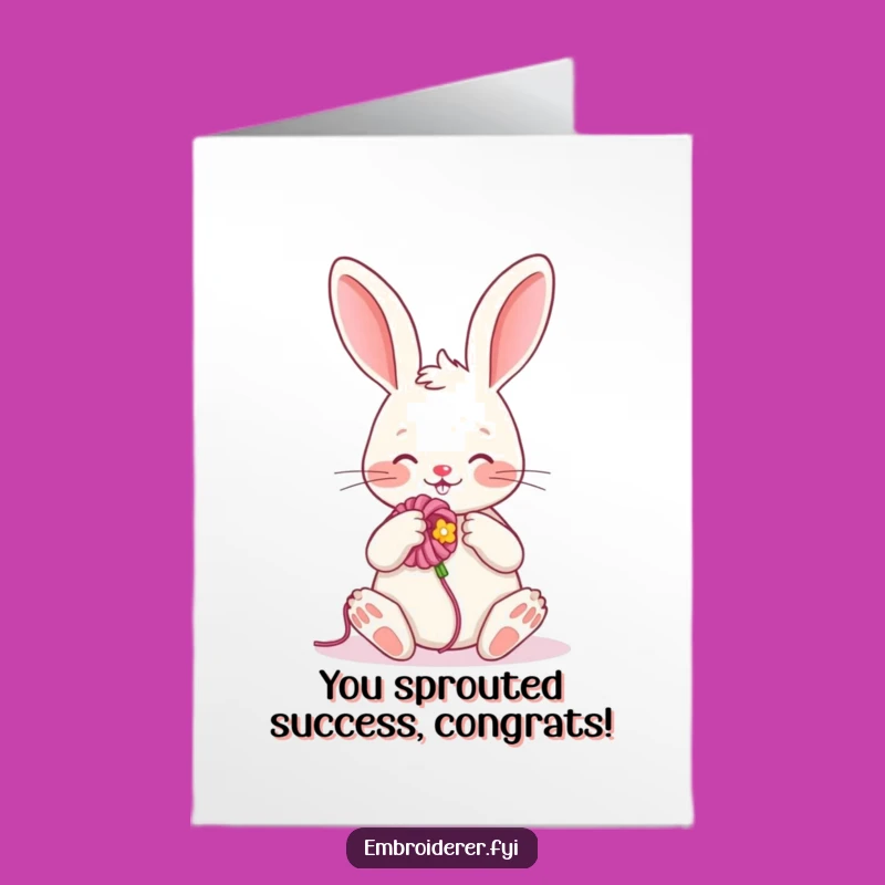 Free Printable Rabbit Flower Congrats Card: Hilarious Downloadable Gift for Blooming Success