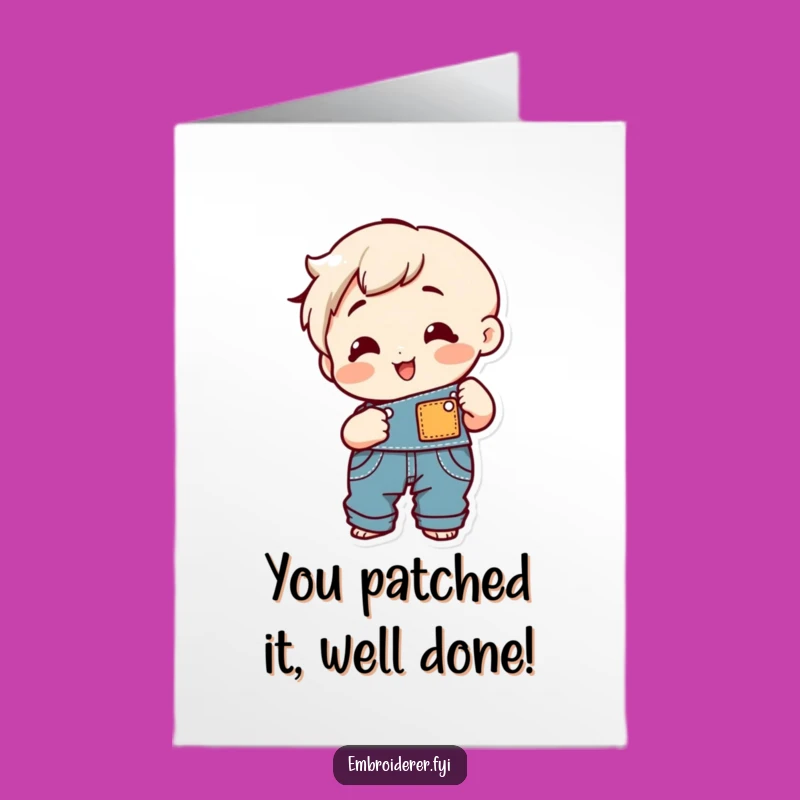 Free Printable Sewing Congrats Card: Funny Overalls Downloadable Gift for Achievements
