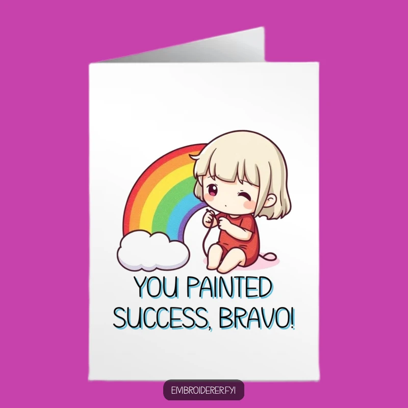 Free Printable Congrats Card: Rainbow Stitching Success!